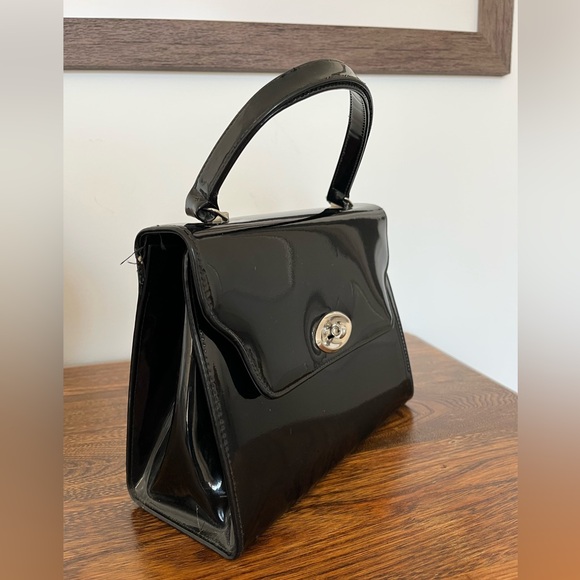 Vintage Black Patten Handbag - Picture 2 of 8